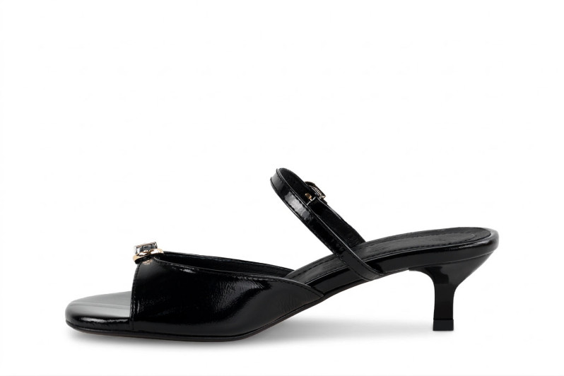 Мюлі чорні з натурального лаку (009007)