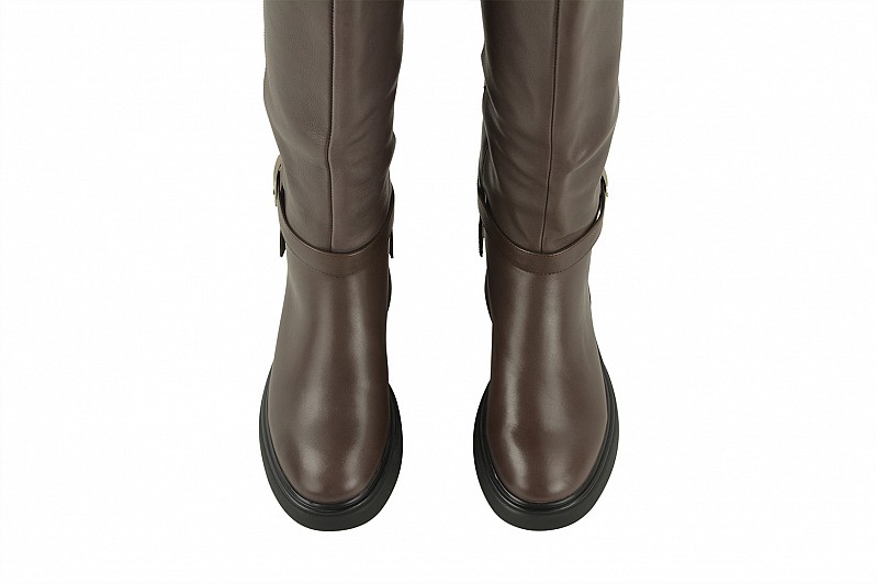 Чоботи жіночі коричневі з натуральної шкіри (008541)