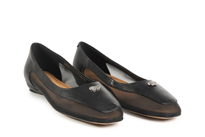 Туфлі жіночі чорні з натуральної шкіри,текстилю (008813)