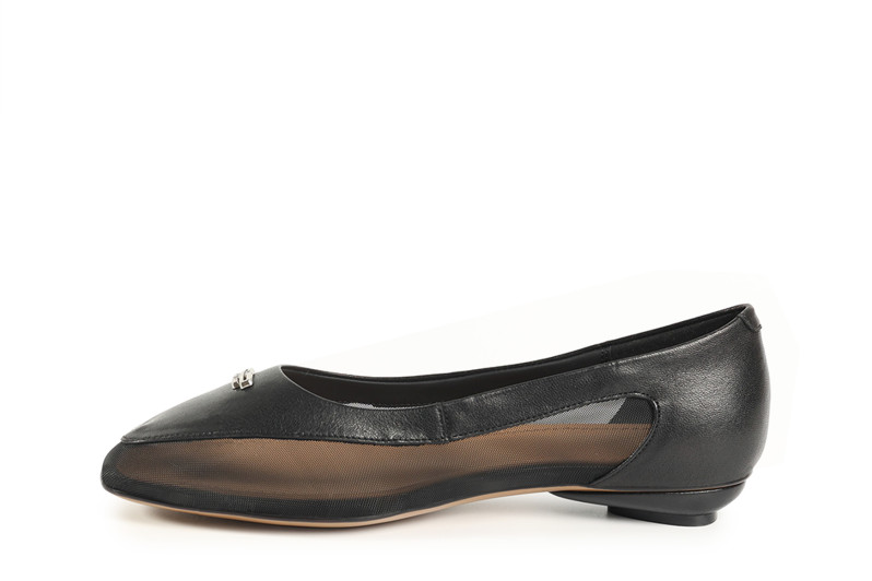 Туфлі жіночі чорні з натуральної шкіри,текстилю (008813)