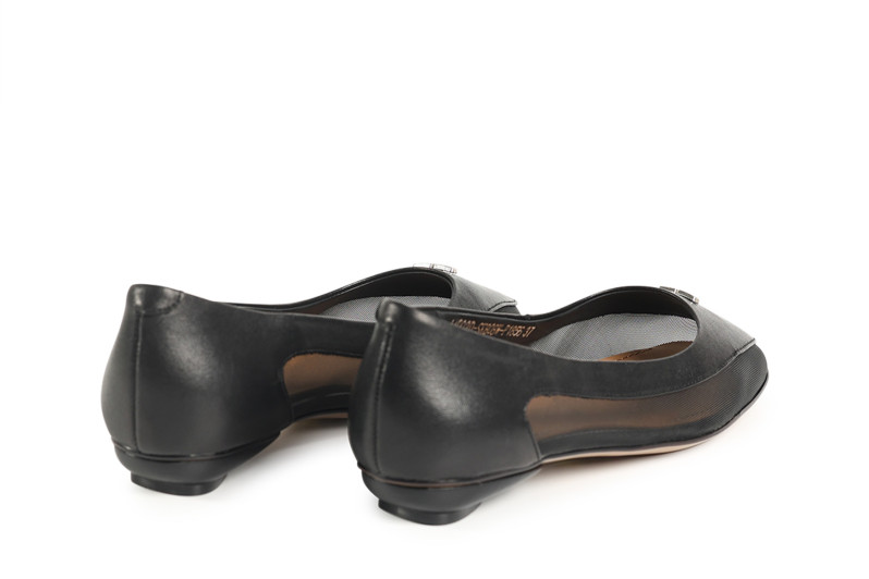 Туфлі жіночі чорні з натуральної шкіри,текстилю (008813)