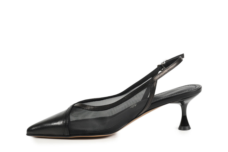 Туфлі жіночі чорні з натуральної шкіри,текстилю (008895)