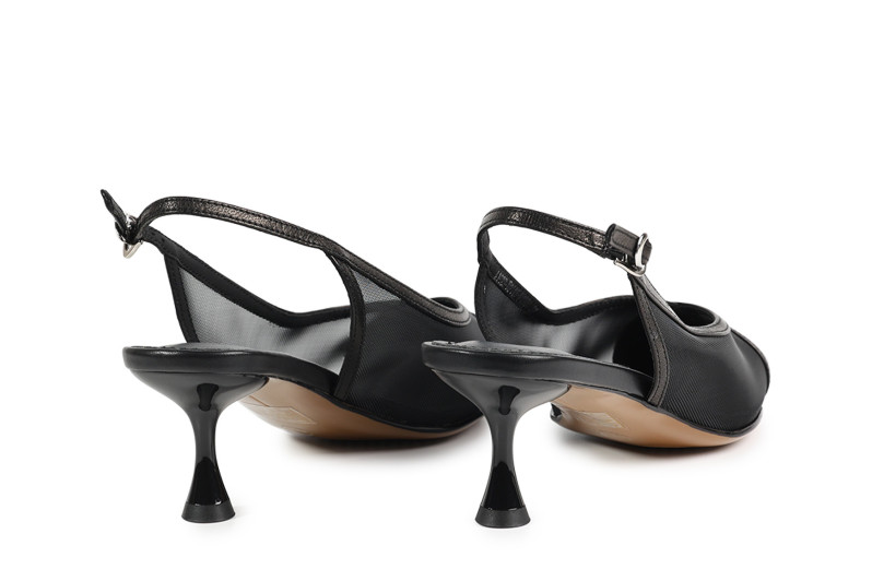 Туфлі жіночі чорні з натуральної шкіри,текстилю (008895)