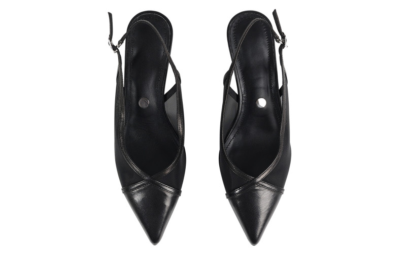 Туфлі жіночі чорні з натуральної шкіри,текстилю (008895)