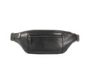 Сумка поясна чоловіча чорна з натуральної шкіри (008801)