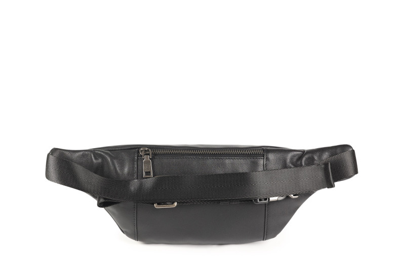 Сумка поясна чоловіча чорна з натуральної шкіри (008801)