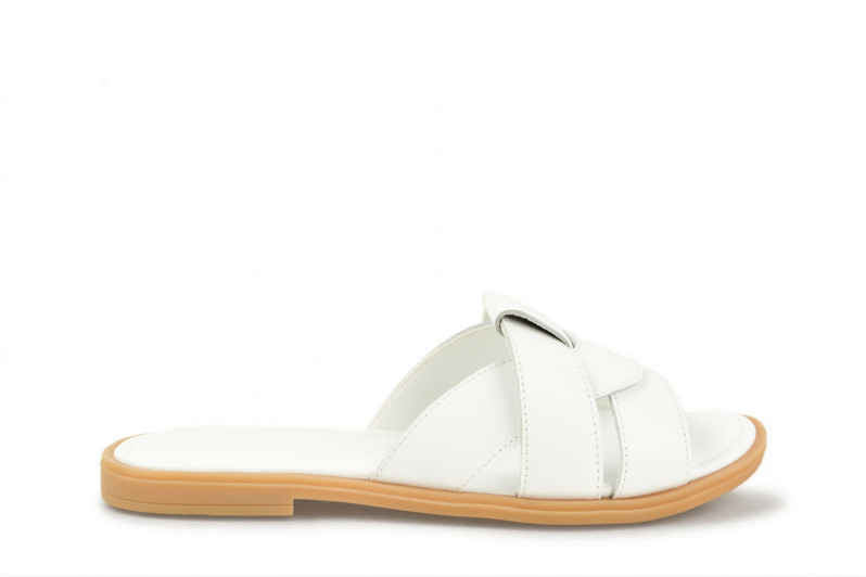 Шльопанці жіночі білі з натуральної шкіри (008967)