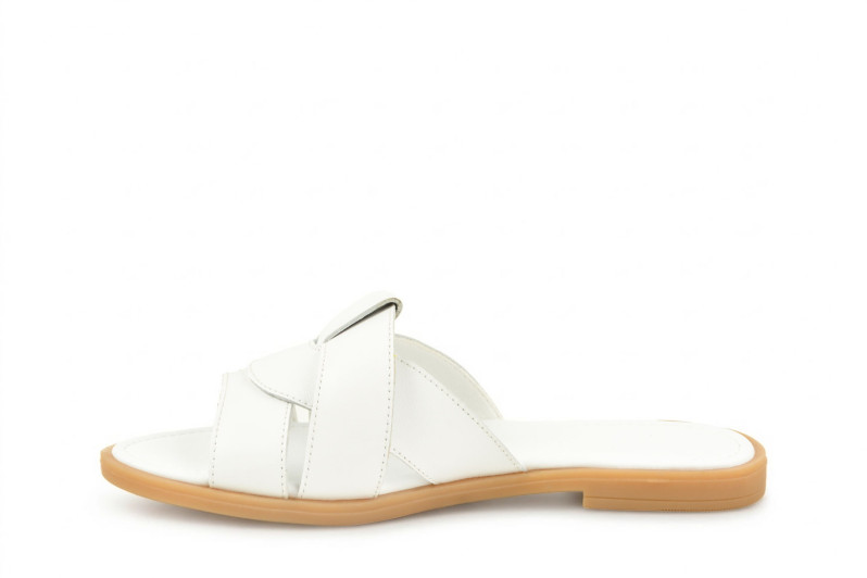 Шльопанці жіночі білі з натуральної шкіри (008967)