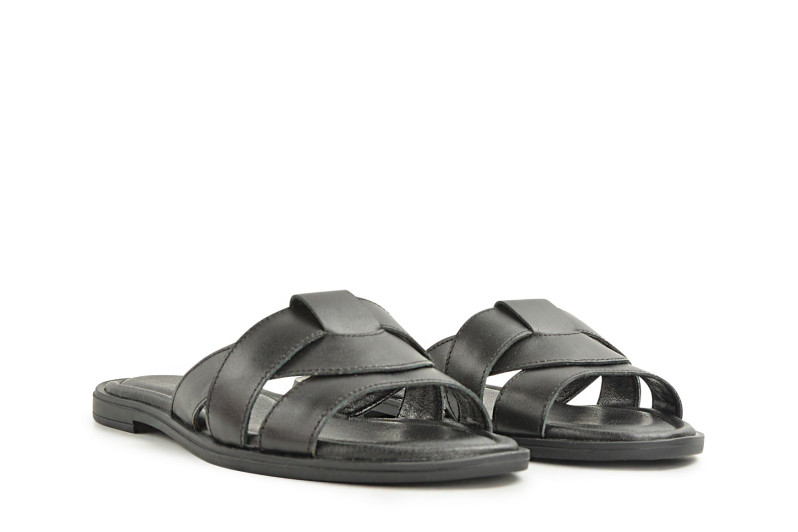 Шльопанці жіночі чорні з натуральної шкіри (008943)