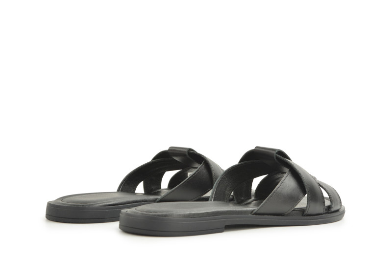 Шльопанці жіночі чорні з натуральної шкіри (008943)