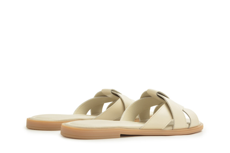 Шльопанці жіночі молочні з натуральної шкіри (008885)