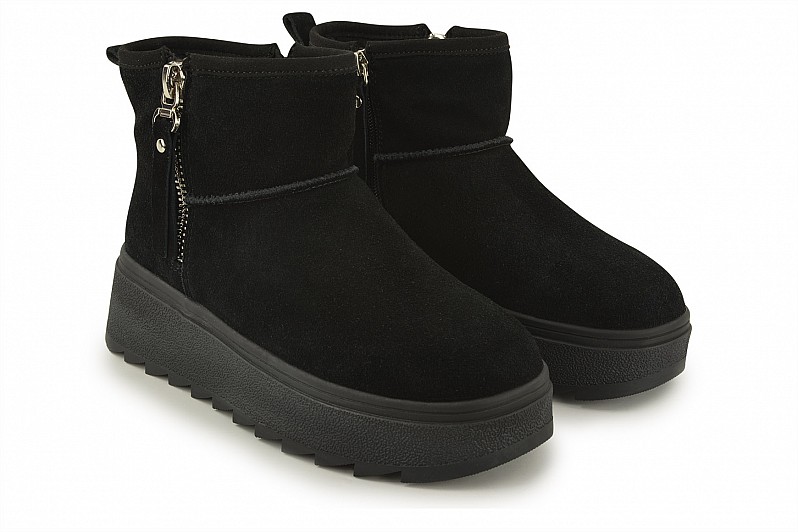 Уггі жіночі чорні з натуральної замши (008519)