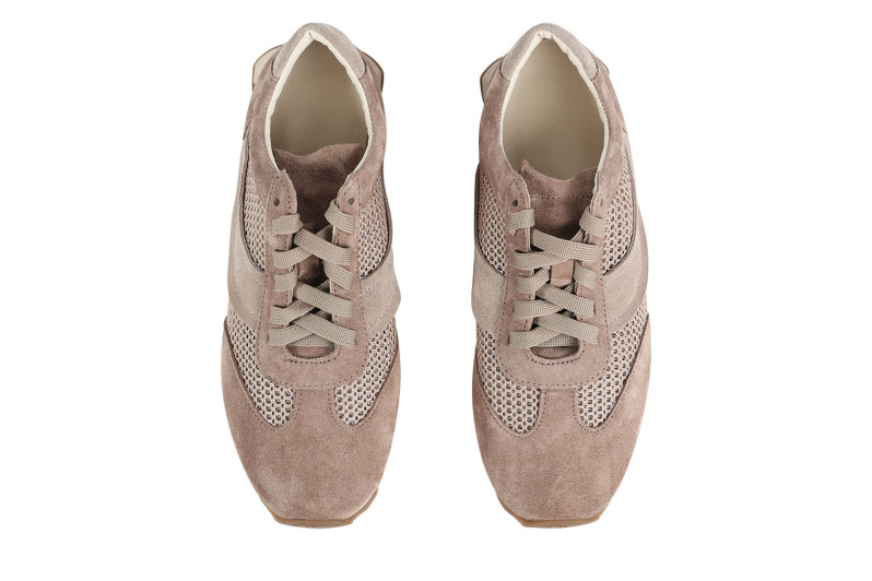 Кросівки жіночі бежеві з натуральної замші, текстилю (008839)