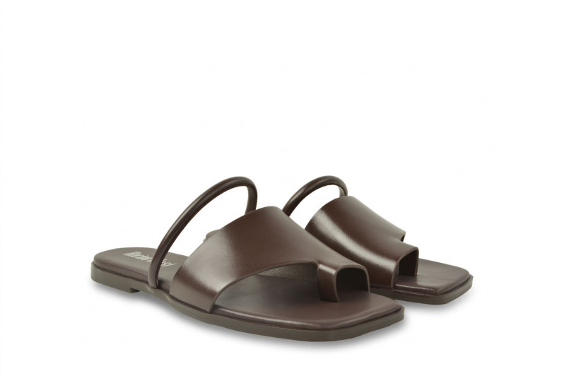 Шльопанці жіночі коричневі з натуральної шкіри (008972)
