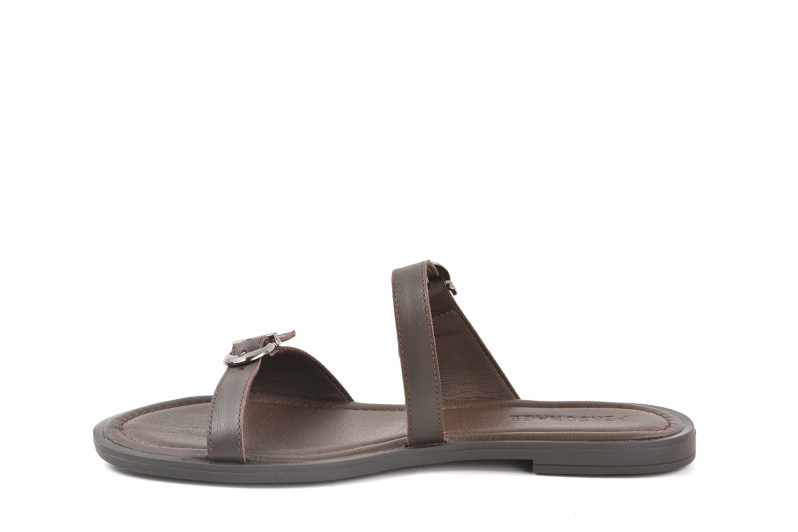 Шльопанці жіночі коричневі з натуральної шкіри (008956)