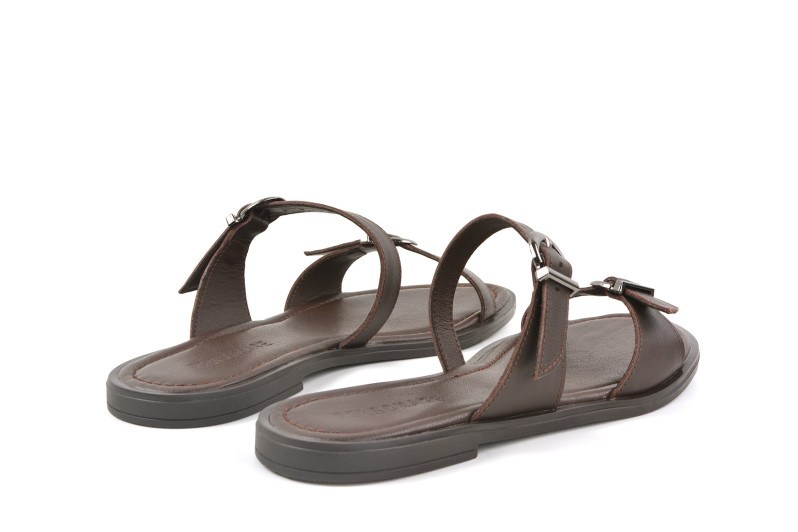 Шльопанці жіночі коричневі з натуральної шкіри (008956)