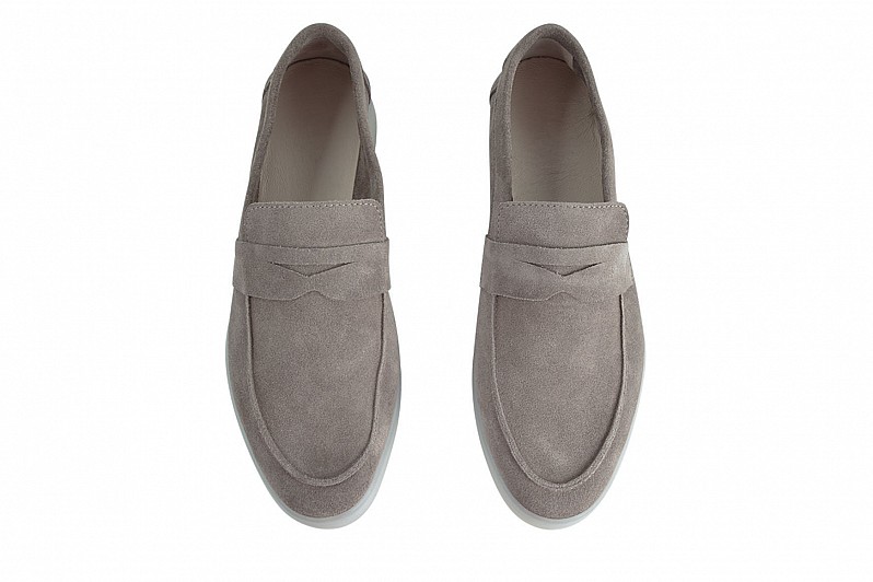 Лофери жіночі сірі з натуральної замші (008363) Лофери жіночі сірі з натуральної замші (008363)