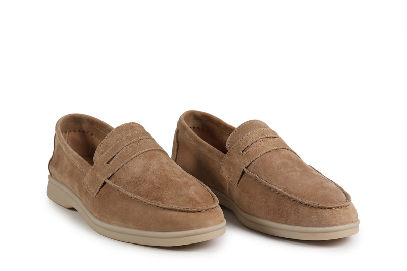 Лофери жіночі бежеві з натуральної замші (008764)