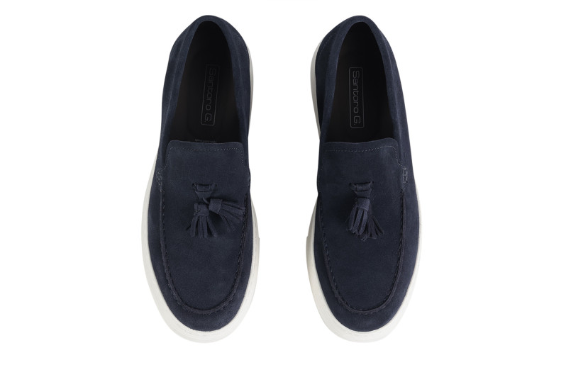 Сліпони чоловічі сині з натуральної замши (008779)