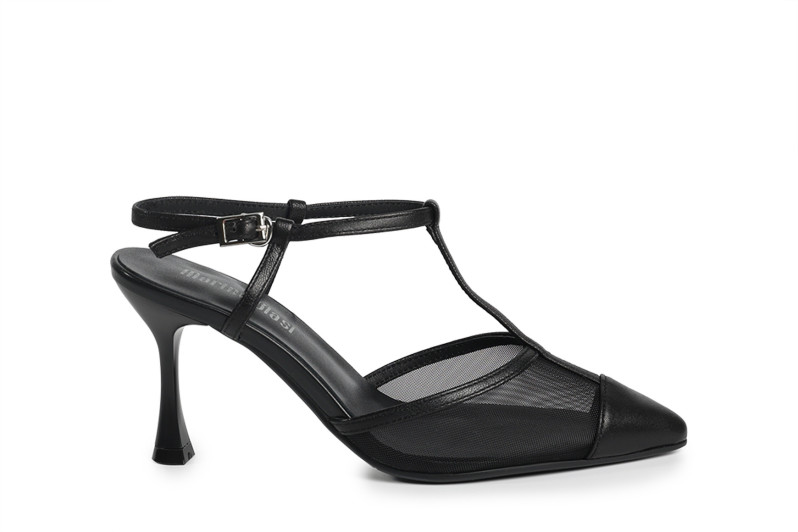 Туфлі жіночі чорні з натуральної шкіри,текстилю (008853)