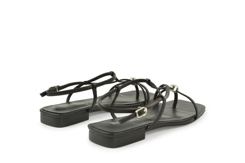 Босоніжки жіночі чорні з натуральної шкіри (008960)