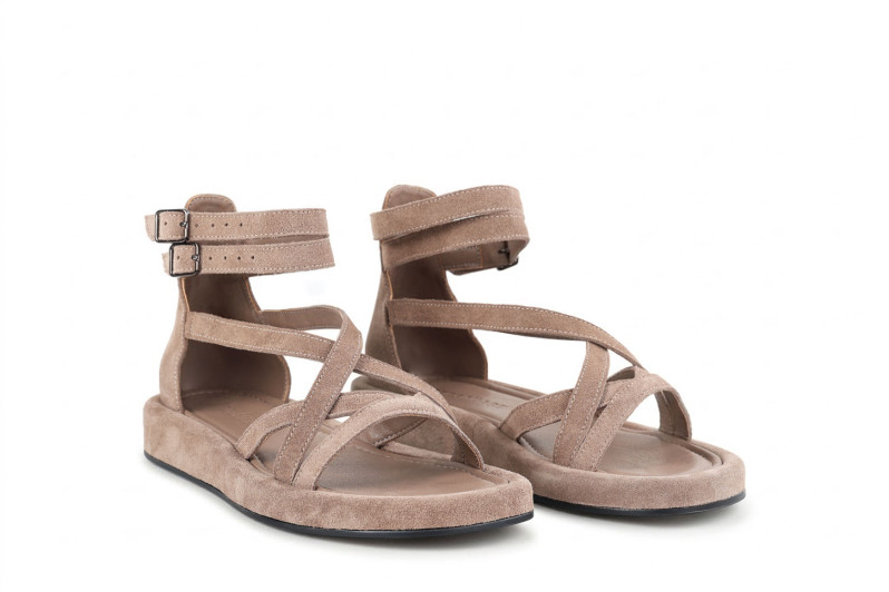 Сандалі жіночі бежеві з натуральної замши (009008)