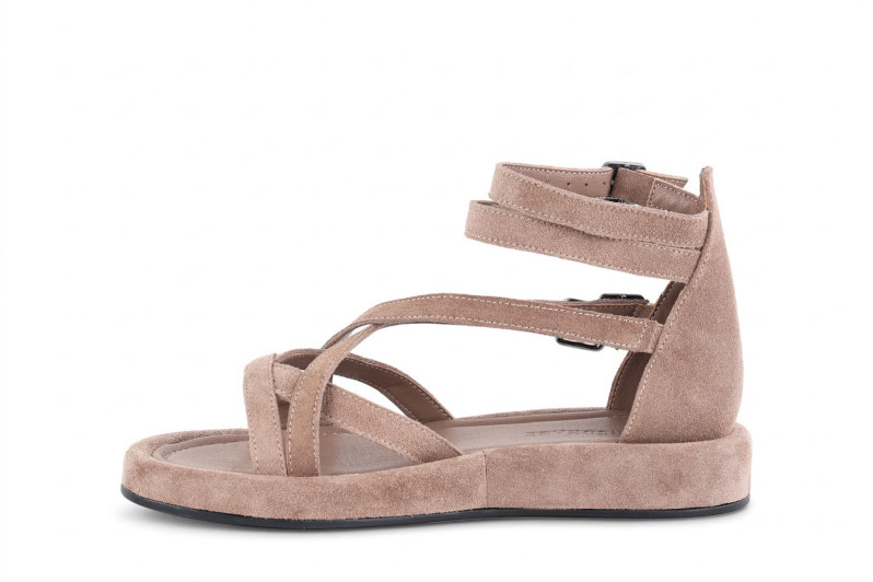 Сандалі жіночі бежеві з натуральної замши (009008)
