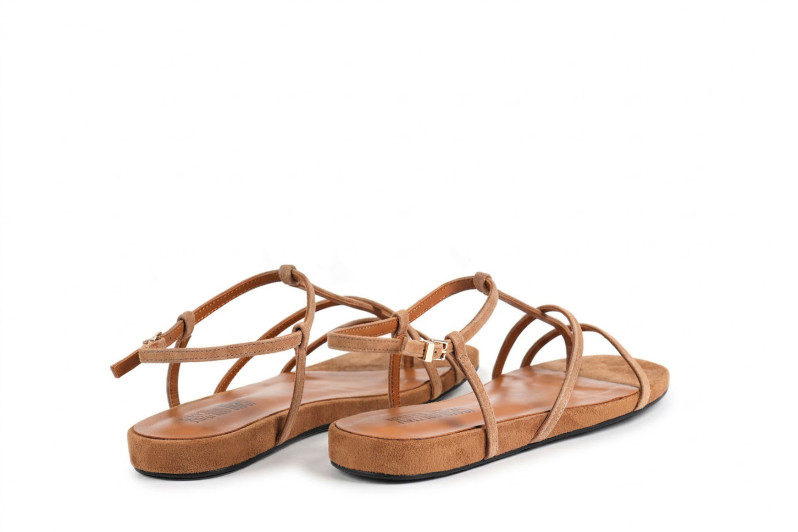 Босоніжки жіночі руді з натуральної замші (008975)