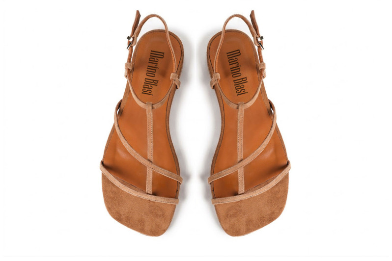 Босоніжки жіночі руді з натуральної замші (008975)