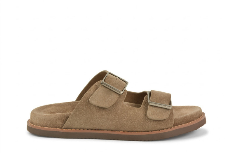 Шльопанці чоловічі бежеві з натуральної замші (009004)