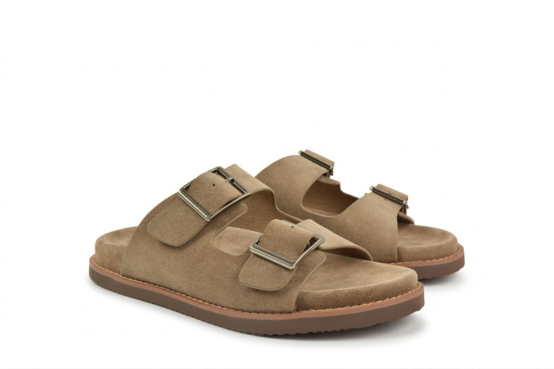 Шльопанці чоловічі бежеві з натуральної замші (009004)