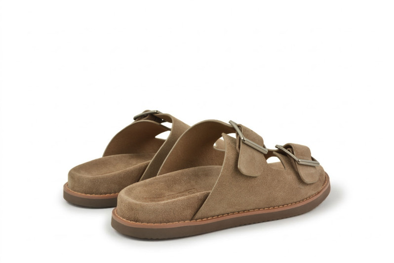 Шльопанці чоловічі бежеві з натуральної замші (009004)