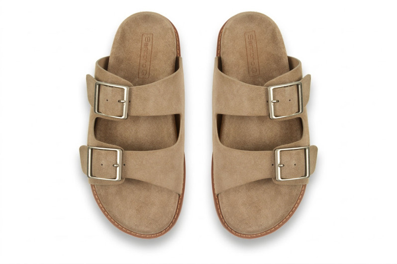 Шльопанці чоловічі бежеві з натуральної замші (009004)