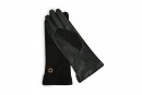 Рукавички жіночі чорні з натуральної шкіри, натуральної замши (008667)