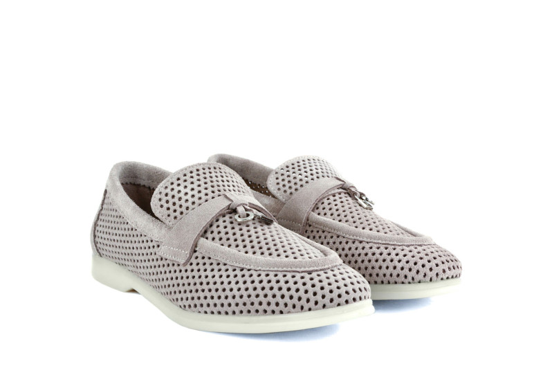 Лофери жіночі сірі з натуральної замші (009024)