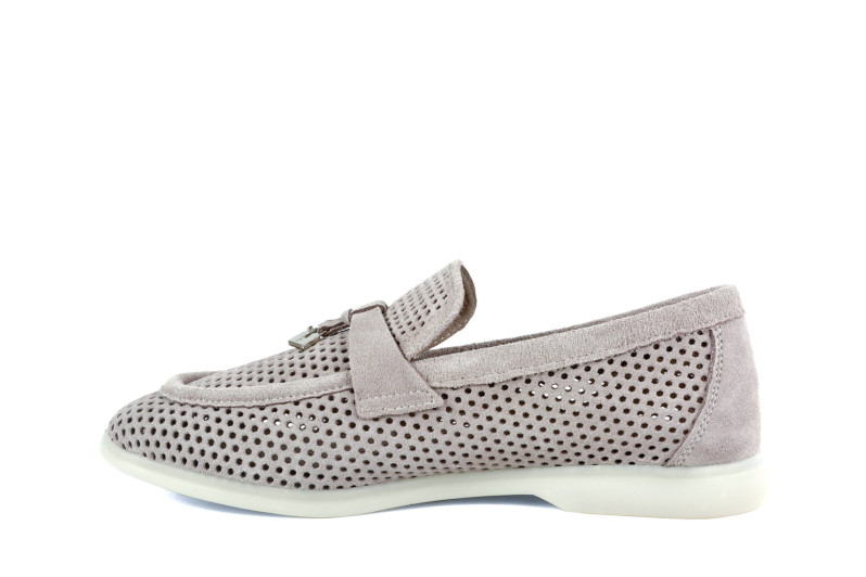 Лофери жіночі сірі з натуральної замші (009024)