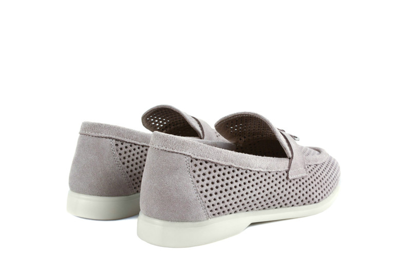 Лофери жіночі сірі з натуральної замші (009024)