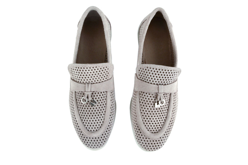 Лофери жіночі сірі з натуральної замші (009024)