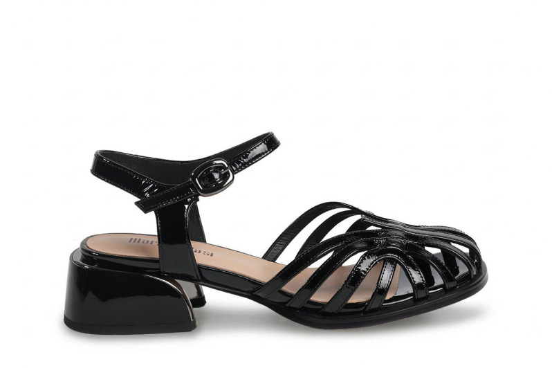 Босоніжки жіночі чорні з натурального лаку (008926)