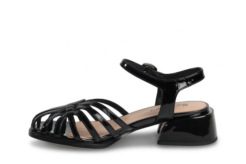 Босоніжки жіночі чорні з натурального лаку (008926)