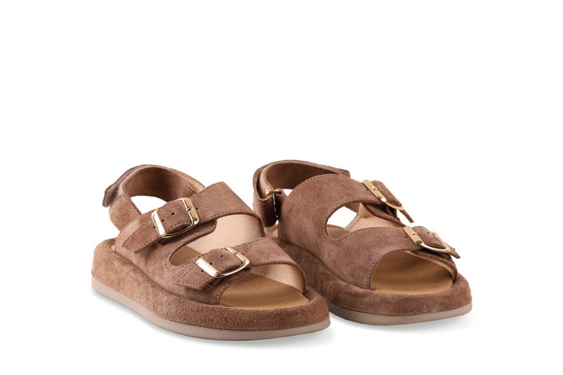 Сандалі жіночі бежеві з натуральної замши (009090)