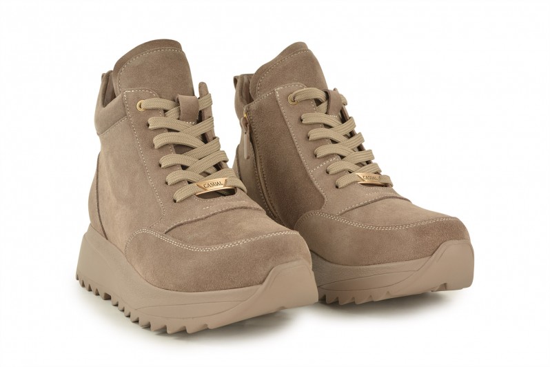 Черевики жіночі бежеві з натуральної замші (008549)