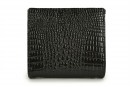 Гаманець жіночий чорний з натурального лаку (008683)