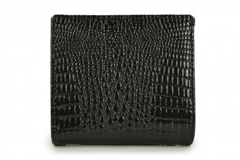 Гаманець жіночий чорний з натурального лаку (008683)