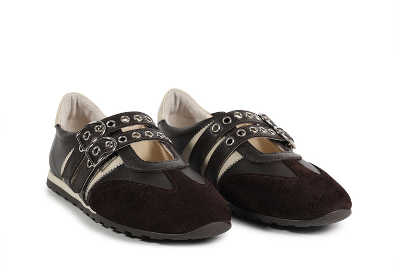 Кросівки жіночі коричневі з натуральної шкіри, натуральної замши (008914)