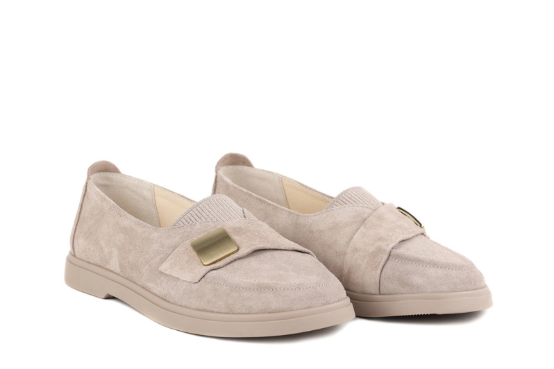 Лофери жіночі бежеві з натуральної замші (008992)