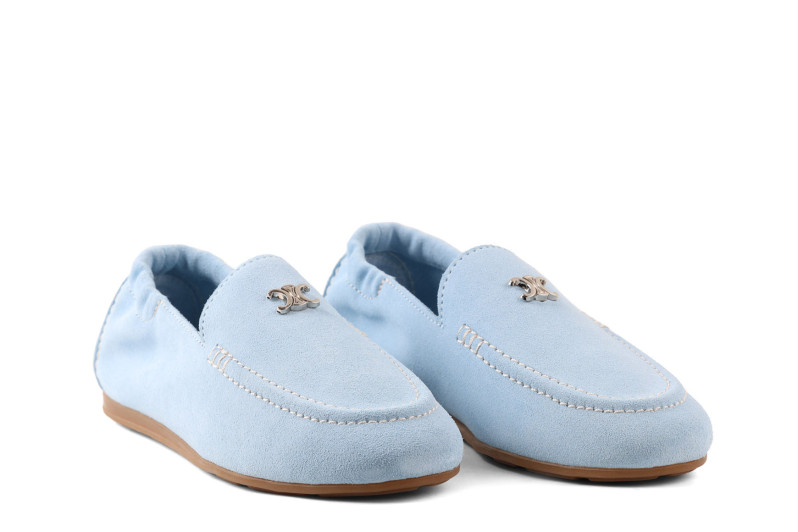 Лофери жіночі блакитні з натуральної замші (009084)