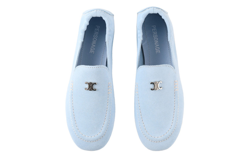 Лофери жіночі блакитні з натуральної замші (009084)