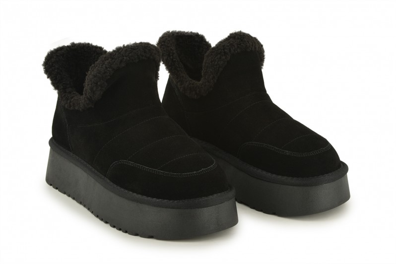 Уггі жіночі чорні з натуральної замши (008578)