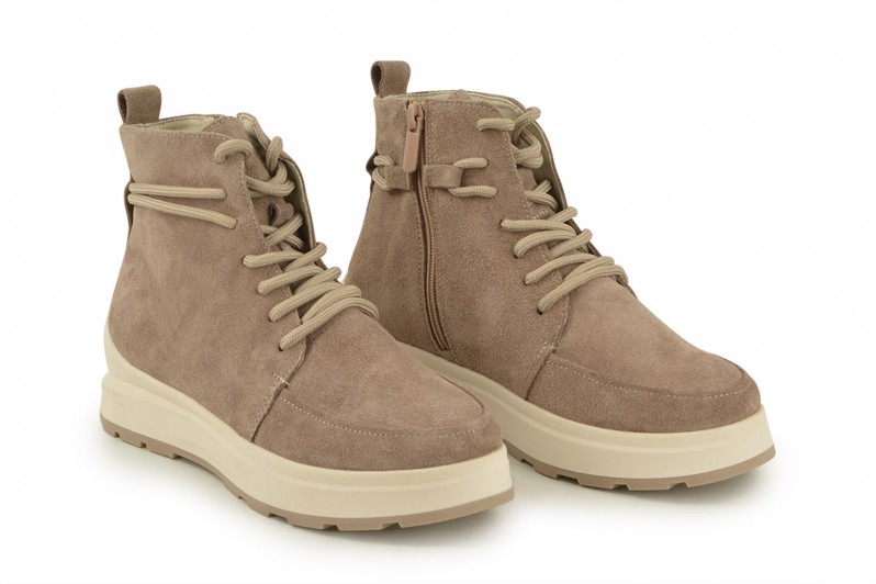 Черевики жіночі бежеві з натуральної замші (008581)